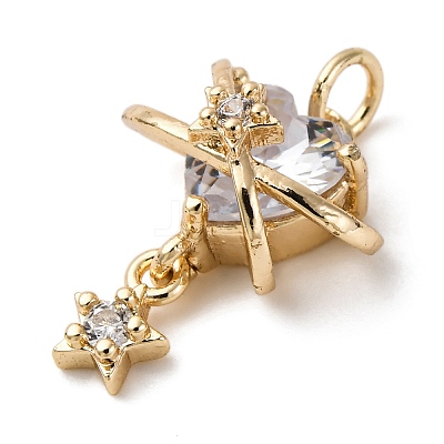 Brass Cubic Zirconium Pendants KK-D378-10KCG-1
