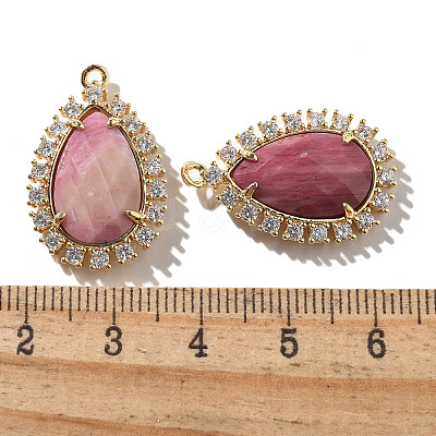 Natural Rhodonite Faceted Teardrop Pendants G-I375-01G-17-1