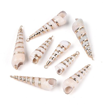 Electroplate Natural Spiral Shell Pendants SSHEL-T018-07-1