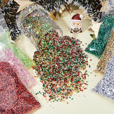 12702Pcs 6 Colors Christmas Theme Plastic Tube Beads FIND-DC0006-28B-1