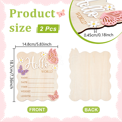 Rectangle MDF Baby Growth Commemorative Card AJEW-WH0752-074-1