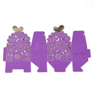 Butterfly & Hollow out Flowers Pattern Paper Fold Candy Boxes FW-TAC0004-04C-1