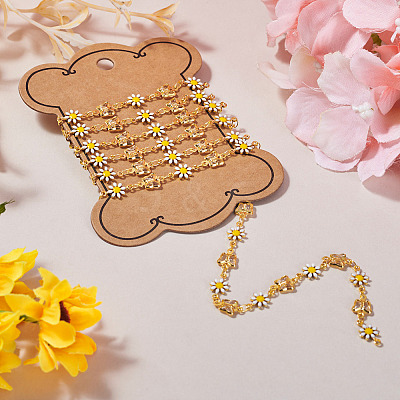 Handmade Glass Butterfly & Enamel Daisy Flower Link Chains CHC-TA0001-11-1