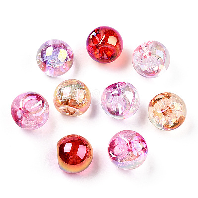 UV Plating Rainbow Iridescent Acrylic Beads OACR-G012-04-1
