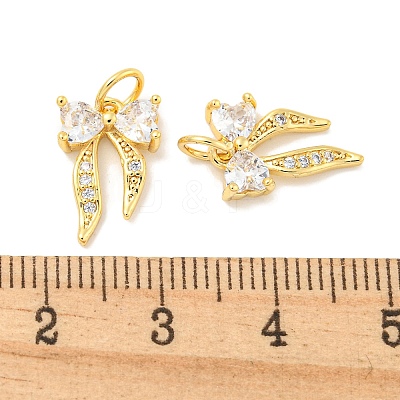 Rack Plating Brass Micro Pave Clear Cubic Zirconia Pendants KK-B093-01F-G-1