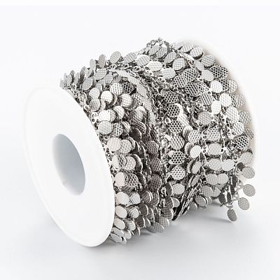 Tarnish Resistant Handmade 304 Stainless Steel Wafer Charms Chains CHS-M004-12P-1