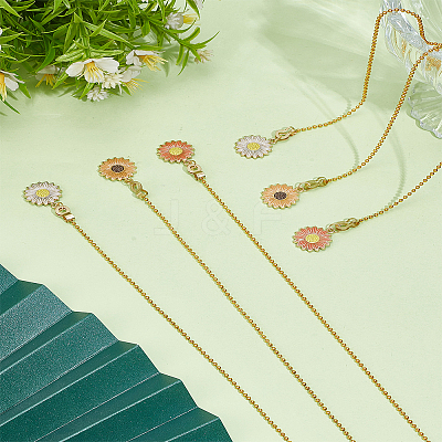 6Pcs 3 Styles Sunflower Alloy Charms Ceiling Fan Pull Chain Extenders HJEW-LP00068-1