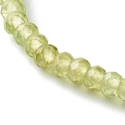 Faceted Rondelle Natural Peridot Beads Stretch Bracelets BJEW-JB06383-05-1