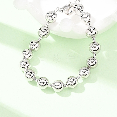 Brass Ball Link Chain Bracelets for Women BJEW-H640-02B-P-1