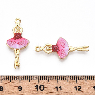 Printed Light Gold Tone Alloy Pendants ENAM-N056-207B-1