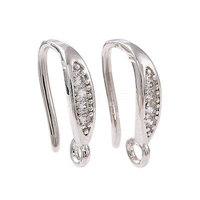 Brass Micro Pave Clear Cubic Zirconia Ear Hooks X-ZIRC-P100-05P-1