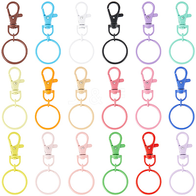 36Pcs 18 Colors Baking Paint Zinc Alloy Swivel Clasps FIND-SC0022-73-1