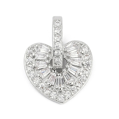Brass Micro Pave Clear Cubic Zirconia Pendants KK-G522-53P-01-1