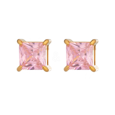 304 Stainless Steel Micro Pave Cubic Zirconia Stud Earrings EJEW-Z165-01G-02-1