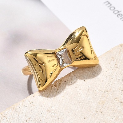 304 Stainless Steel Glass Finger Rings RJEW-Q012-22G-1