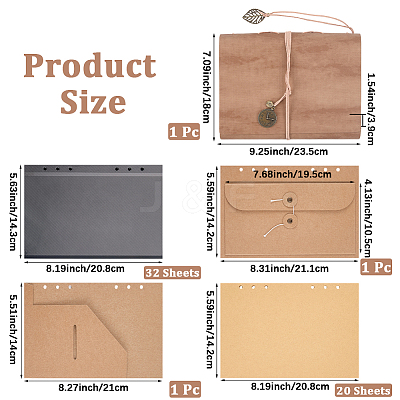 Rectangle Imitation Leather with Alloy Scrapbook DIY Binder Photo Album AJEW-WH20006-475C-1