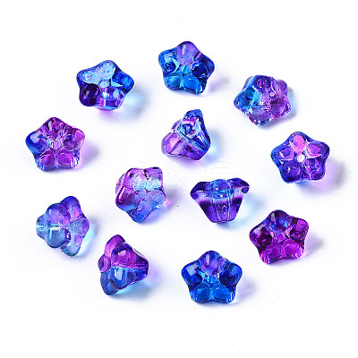 Two Tone Transparent Spray Painted Glass Beads X-GGLA-S054-011D-02-1