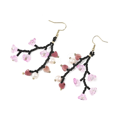 Glass Seed Bead Dangle Earrings EJEW-MZ00770-1