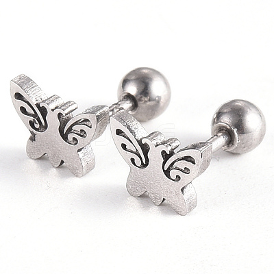 Tarnish Resistant 201 Stainless Steel Barbell Cartilage Earrings LS-EJEW-R147-20-1