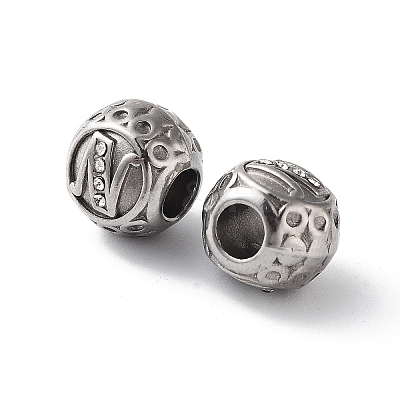 304 Stainless Steel Rhinestone European Beads STAS-A092-10N-P-1
