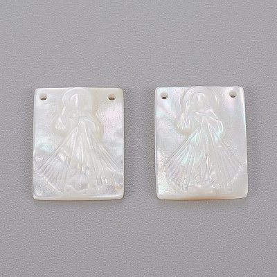 Natural White Shell Mother of Pearl Shell Pendants X-SHEL-K004-06-1
