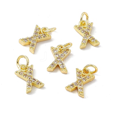 Real 18K Gold Plated Brass Micro Pave Clear Cubic Zirconia Charms KK-E068-VB452-X-1