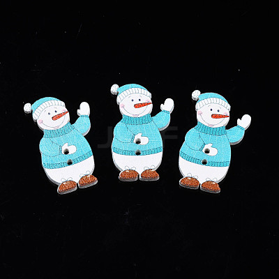 Christmas 2-Hole Spray Painted Maple Wooden Buttons WOOD-N005-47-1