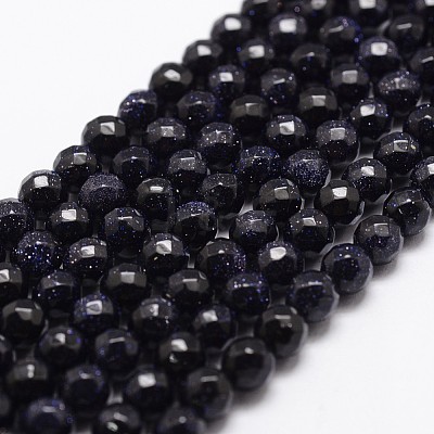 Synthetic Blue Goldstone Beads Strands X-G-D840-14-4mm-1