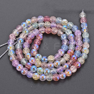 Electroplate Crackle Glass Bead Strands GLAA-S192-C-006B-1