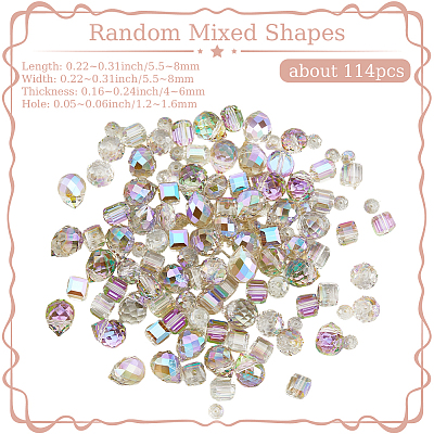 114Pcs Transparent Electroplate Glass Beads GLAA-PA0001-17C-1