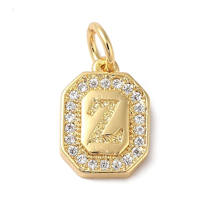 Real 18K Gold Plated Brass Micro Pave Clear Cubic Zirconia Pendants KK-L216-002G-Z-1