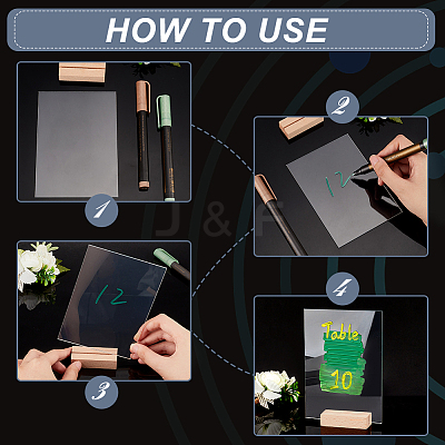Transparent Acrylic Place Card & Wood Card Holder Set AJEW-WH0342-23-1