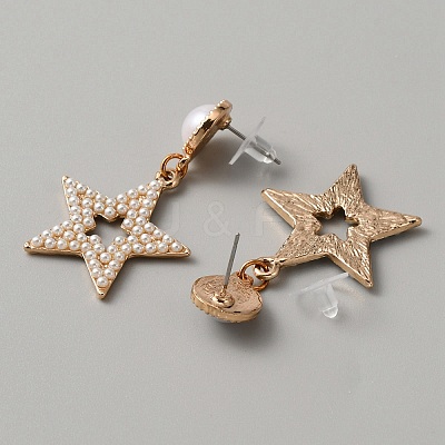 Plastic Imitation Pearl Beaded Geometry Dangle Stud Earrings EJEW-WH0013-57A-1