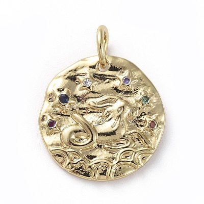 Brass Micro Pave Cubic Zirconia Pendants ZIRC-G157-03B-01G-1