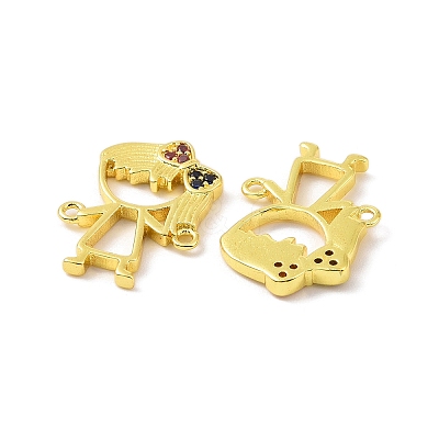 Golden Brass Micro Pave Cubic Zirconia Connector Charms KK-L209-058G-01-1