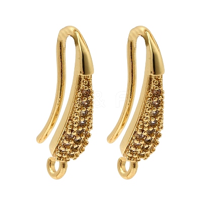 Brass Micro Pave Clear Cubic Zirconia Earring Hooks KK-Z154-12G-1