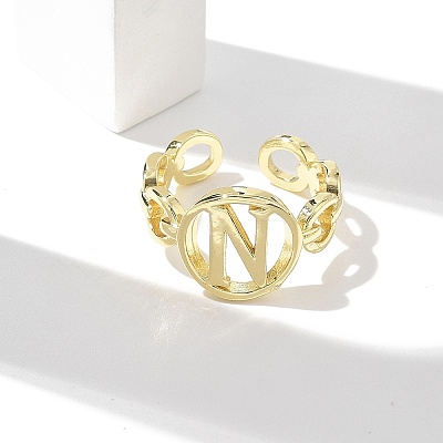 Brass Open Cuff Rings for Women RJEW-K289-01G-N-1