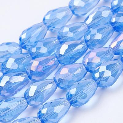 Electroplate Glass Beads Strands EGLA-D015-15x10mm-10-1