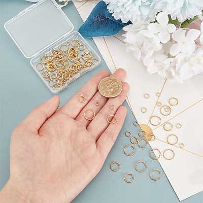 100Pcs 5 Styles Brass Open Jump Rings for Chainmaille Weaves KK-PH0006-21-1
