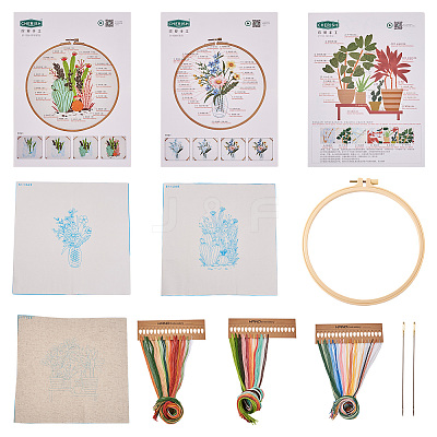 3 Sets 3 Styles DIY Embroidery Starter Kits DIY-TA0006-67-1