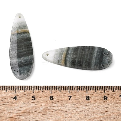Natural Indian Green Line Jasper Pendants G-Z151-02D-1