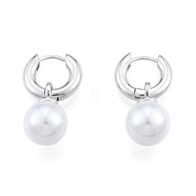 ABS Plastic Pearl Dangle Hoop Earrings X-EJEW-N011-106P-1