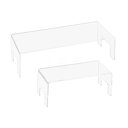 AHADERMAKER 2Pcs 2 Styles Rectangle Transparent Acrylic Display Riser Stand Shelf ODIS-GA0001-44-1