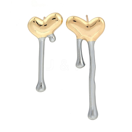 Heart Rack Plating Brass Stud Earrings EJEW-S235-01GP-1