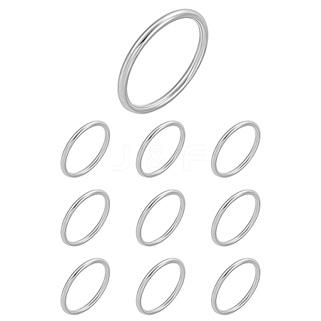 10Pcs 304 Stainless Steel Simple Plain Band Finger Ring for Women Men RJEW-LP0001-10-1