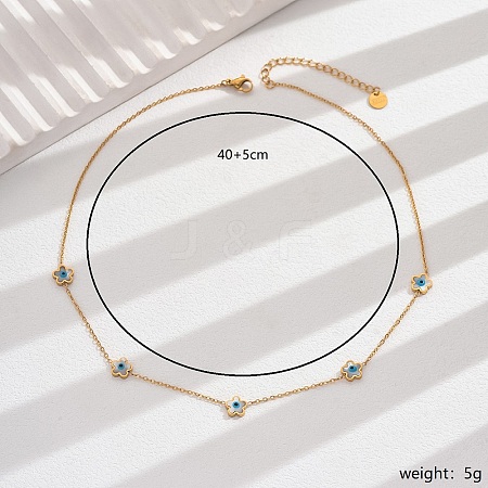 201 Stainless Steel Evil Eye Flower Collarbone Necklaces for Women Daily Casual Party Vacation UW2633-1