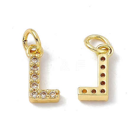Real 18K Gold Plated Brass Micro Pave Clear Cubic Zirconia Charms KK-E068-VB452-L-1