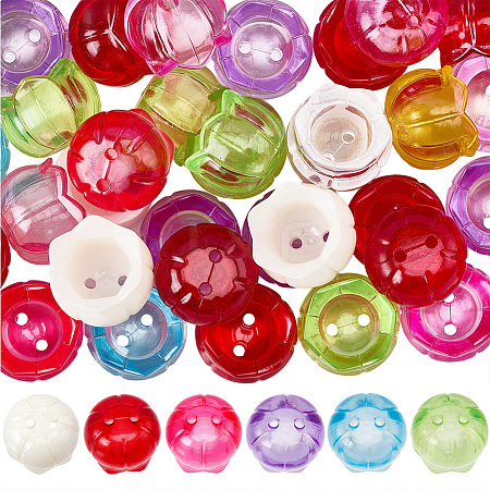 40Pcs Transparent Acrylic Bead Caps OACR-SC0003-03-1