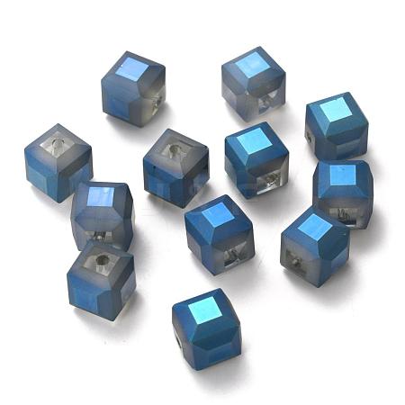 Frosted Crystal Glass Cube Beads Strands FGLA-F001-A02-1