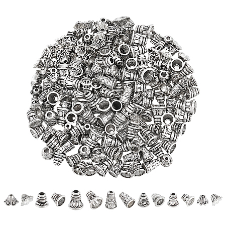 210Pcs 7 Styles Tibetan Style Alloy Bead Cap & Cone FIND-UN0015-64-1